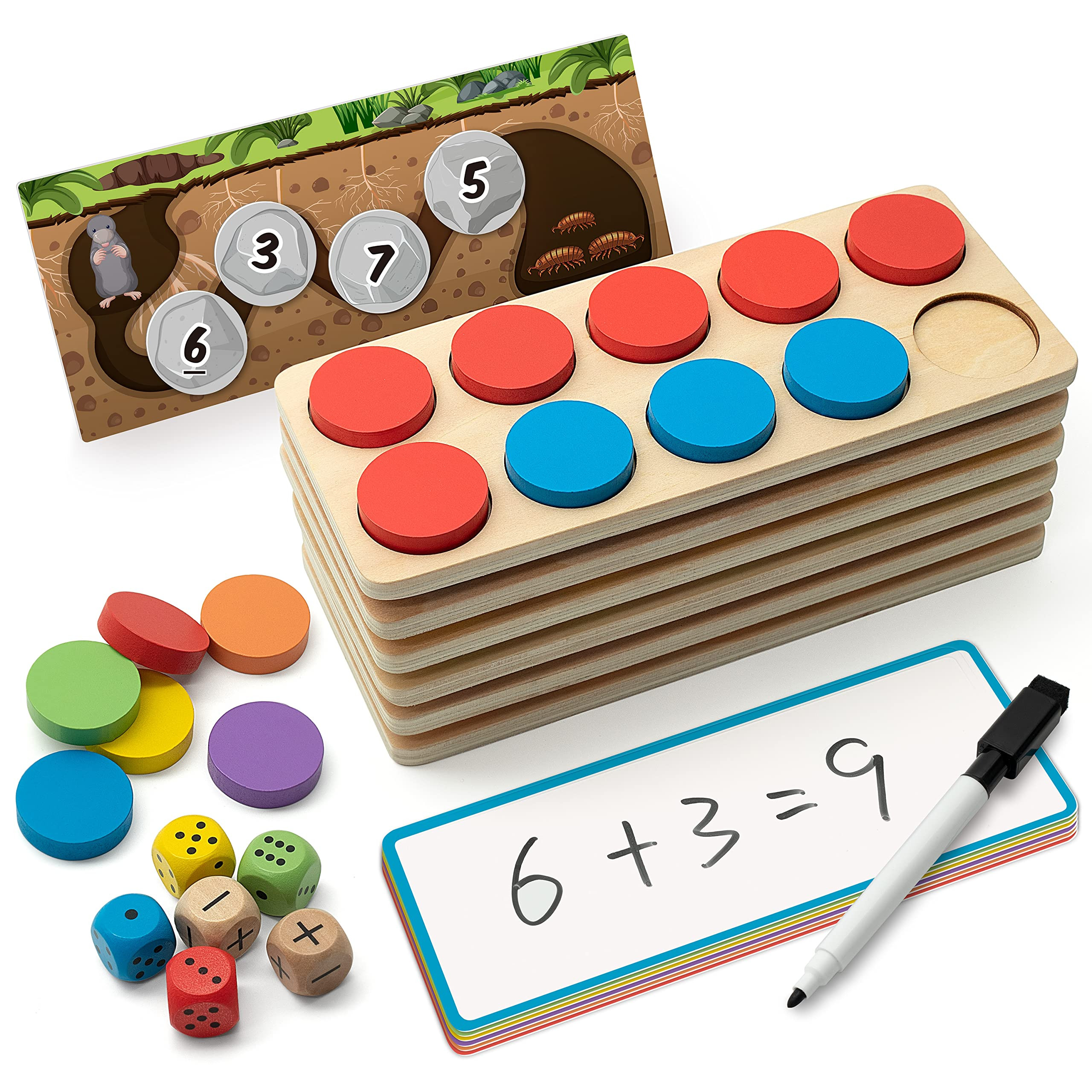 SYNARRY Wooden Ten-Frame Set Math Manipulatives for Kindergarten Elementary 1st 2nd Grade Homesch... | Amazon (US)