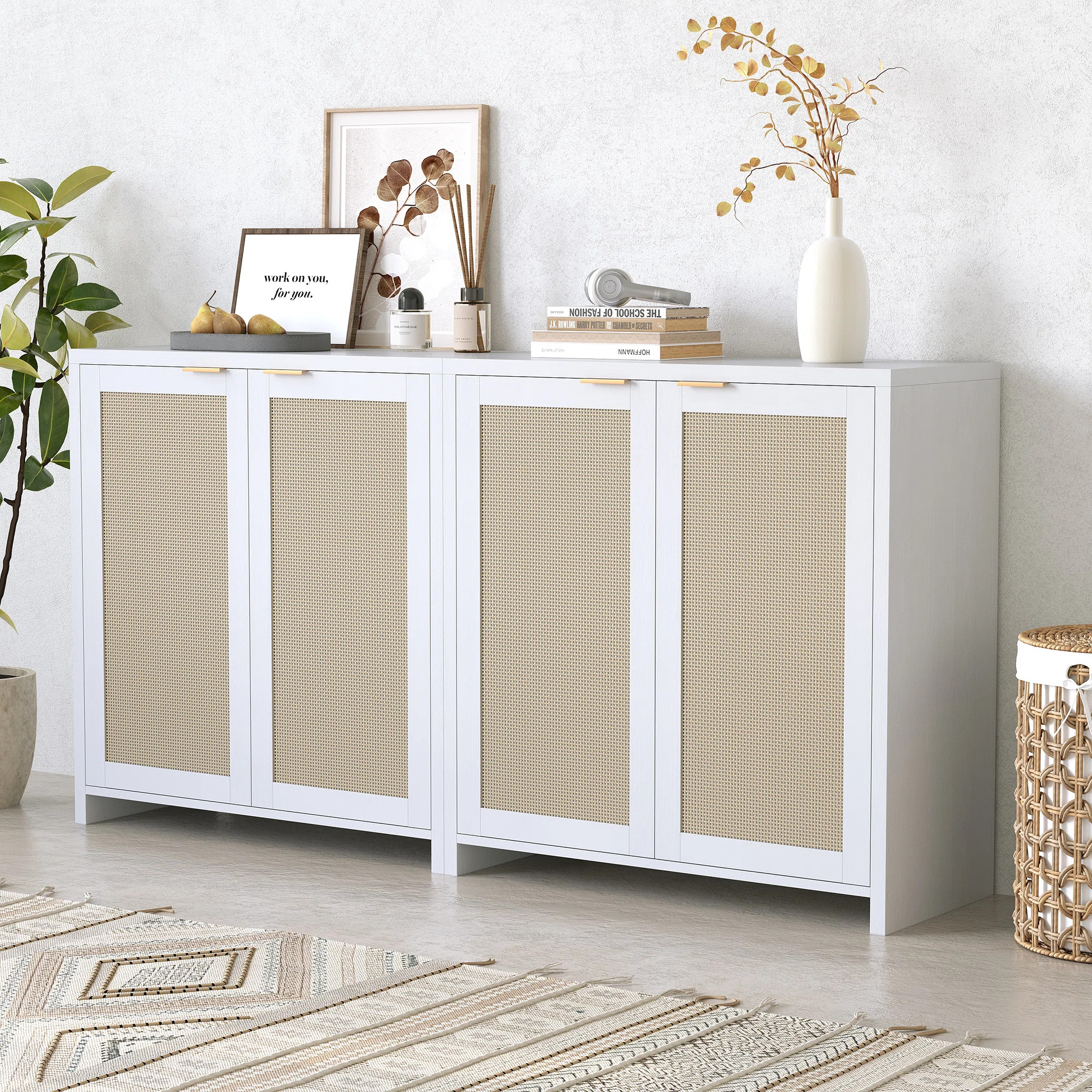 Dakota Fields 34" Rattan Sideboard - Traditional Style With Modern Storage (Set Of 2) | Wayfair | Wayfair North America