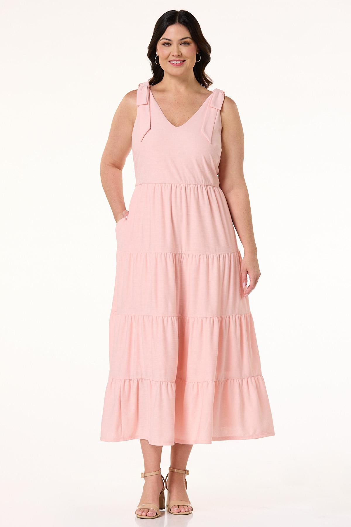 Plus Size Textured Bow Shoulder Dress | Cato Fashions