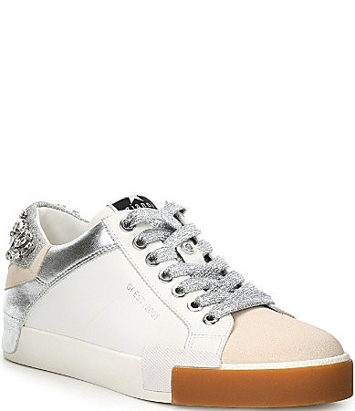 Gianni Bini Rylan Leather Suede Rhinestone Platform Sneakers - 5.5 | Dillard's