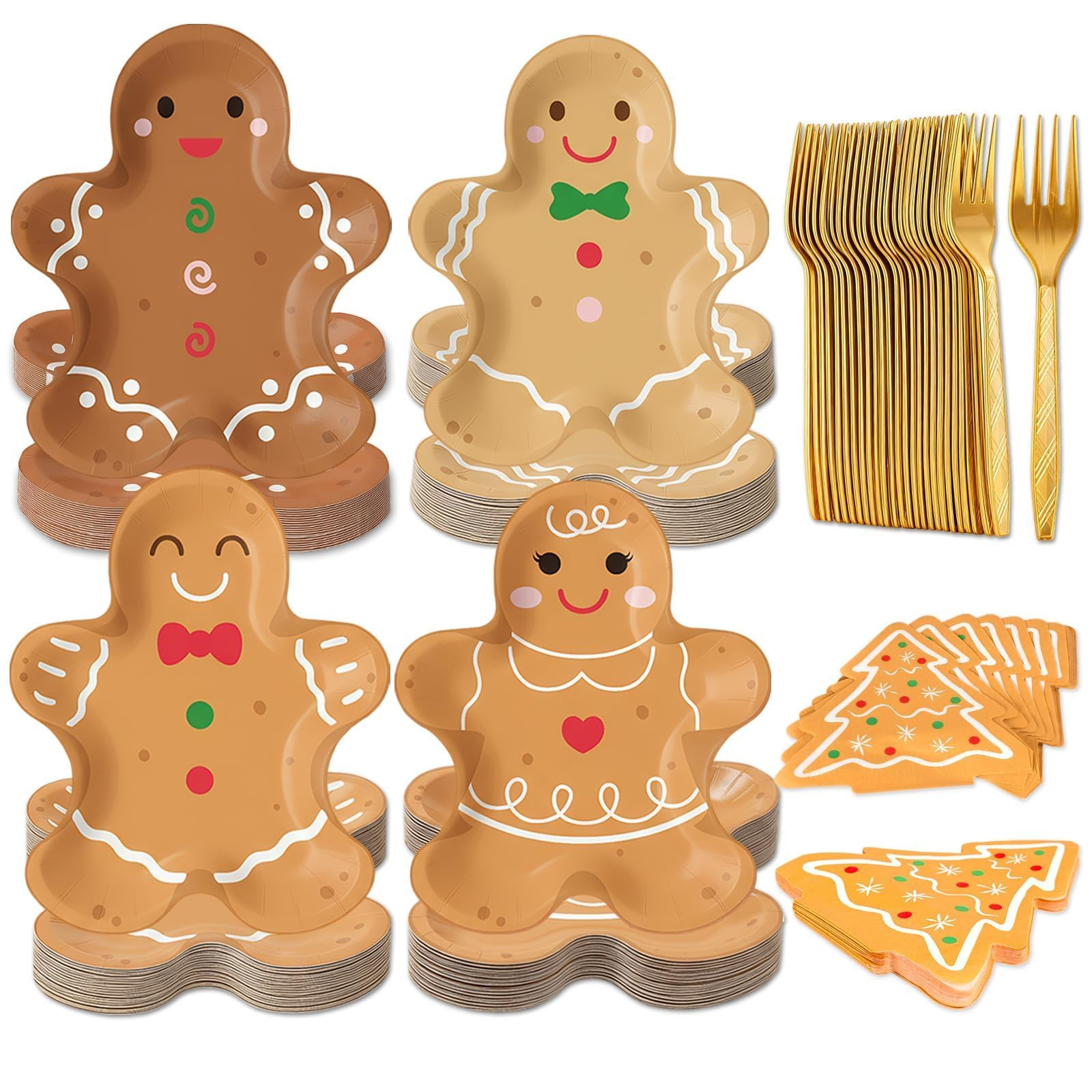 OuMuaMua Christmas Gingerbread Paper Plates, 75Pcs Gingerbread Christmas Disposable Tableware Set... | Amazon (US)