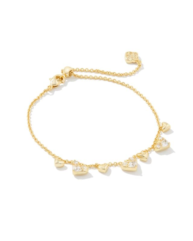 Haven Gold Heart Crystal Chain Bracelet in White Crystal | Kendra Scott