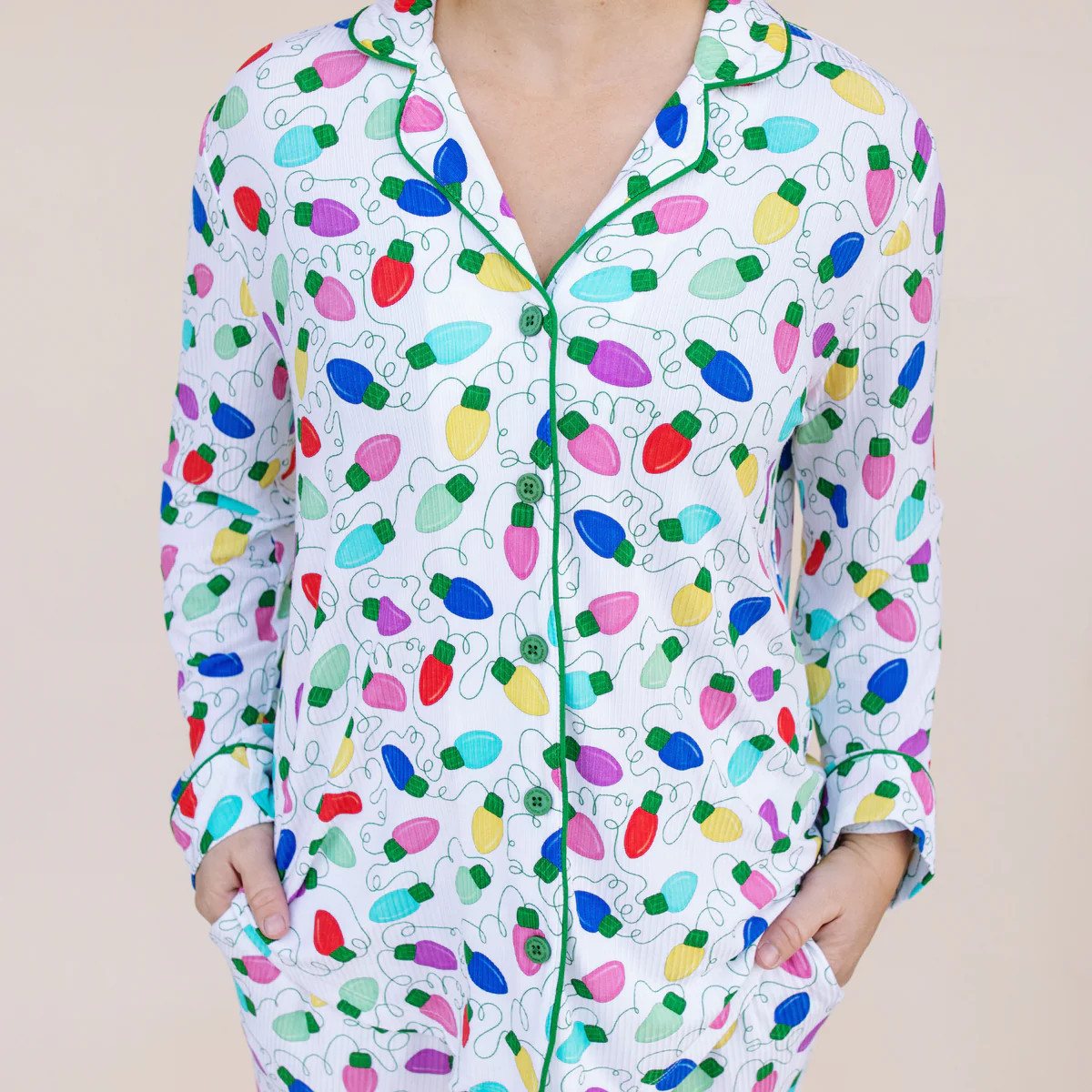 Women's Colorful Lights Button Down Pajama Set | Little Pajama Co.