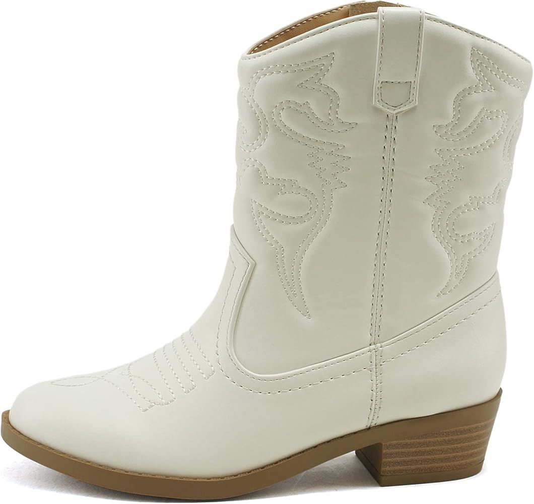 Soda RENO-2 Kids/Girls/Children Western Cowboy Stitched Pointe Toe Low Heel Ankle Mid Shaft Fashion  | Amazon (US)