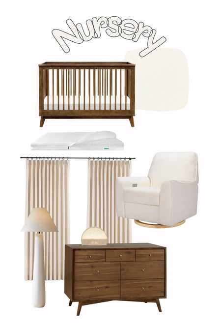 Crib and dresser are walnut color! Breathable mattress is our fave, blackout curtains are amazon, painting the walls with lime paint (color is chèvre) we have this lamp in our living room and love it we bought another for the nursery  

#LTKbump #LTKfamily #LTKbaby