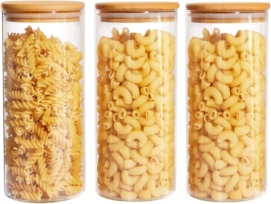 Glass Storage Jars with Lids High Borosilicate Glass Clear Airtight Food Storage Container Jar wi... | Amazon (UK)