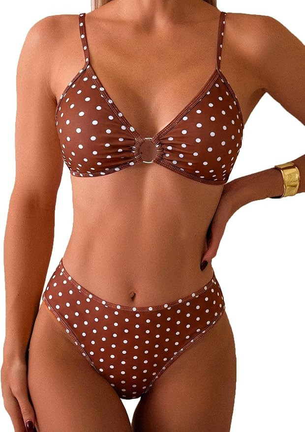 Fanuerg Women's Triangle Bikini Sets O Ring Linked Two Piece Swimsuits Floral Printed Cheeky Bath... | Amazon (US)