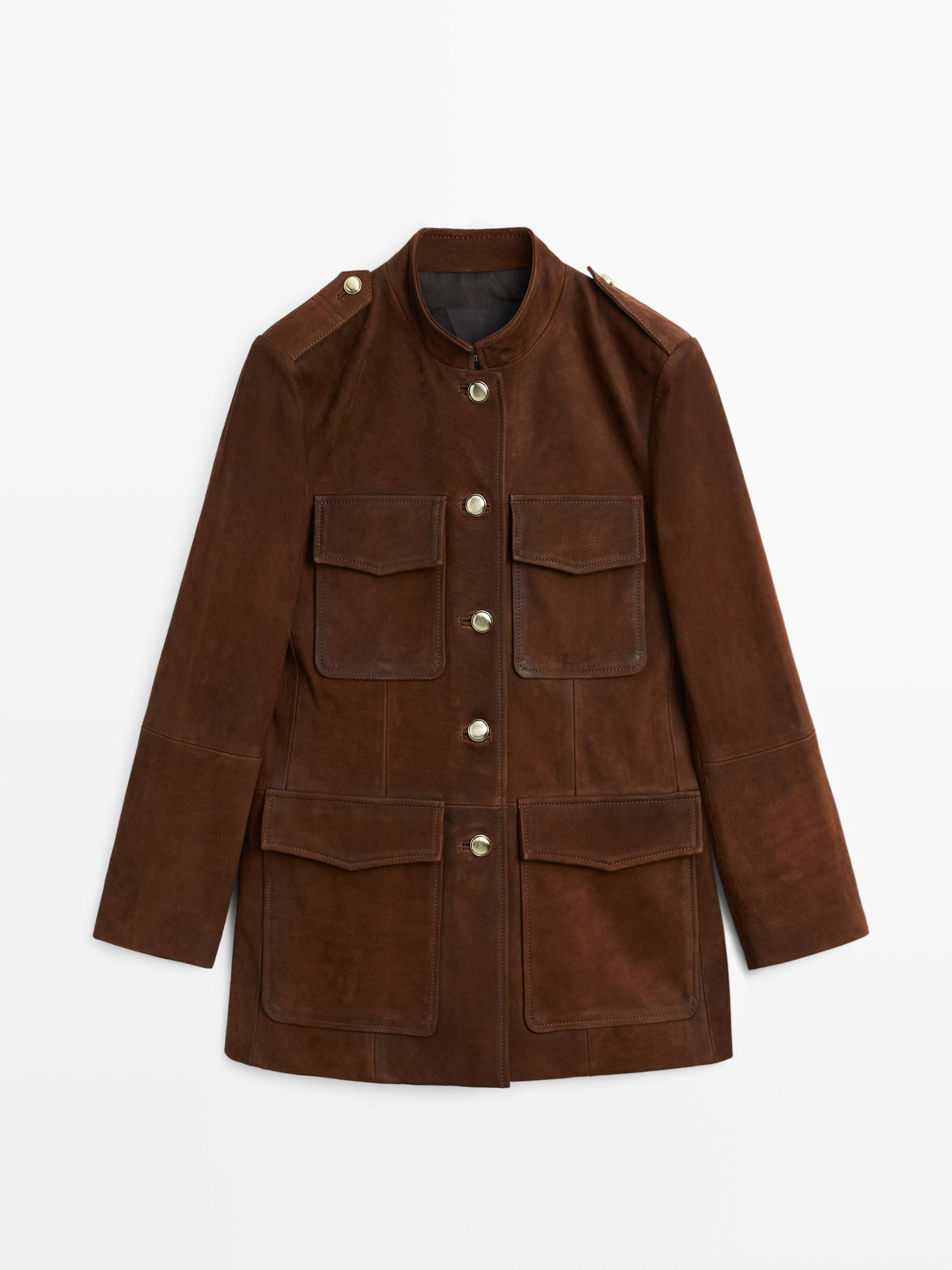 Safarijacke aus Nubukleder | Massimo Dutti DE