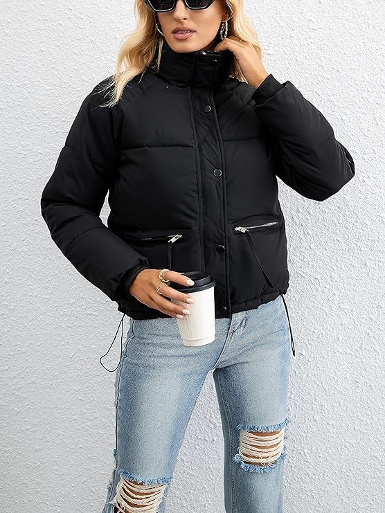 CAMNOW Puffer Jacket Womens Puffer Jackets Women Cropped Winter Down Coat | Amazon (US)