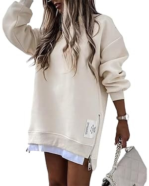CHICME BEST SHOPPING DEALS Chic Me Womens Long Sleeve Zipper Slit Sweatshirt Casual Pullover Zipp... | Amazon (US)