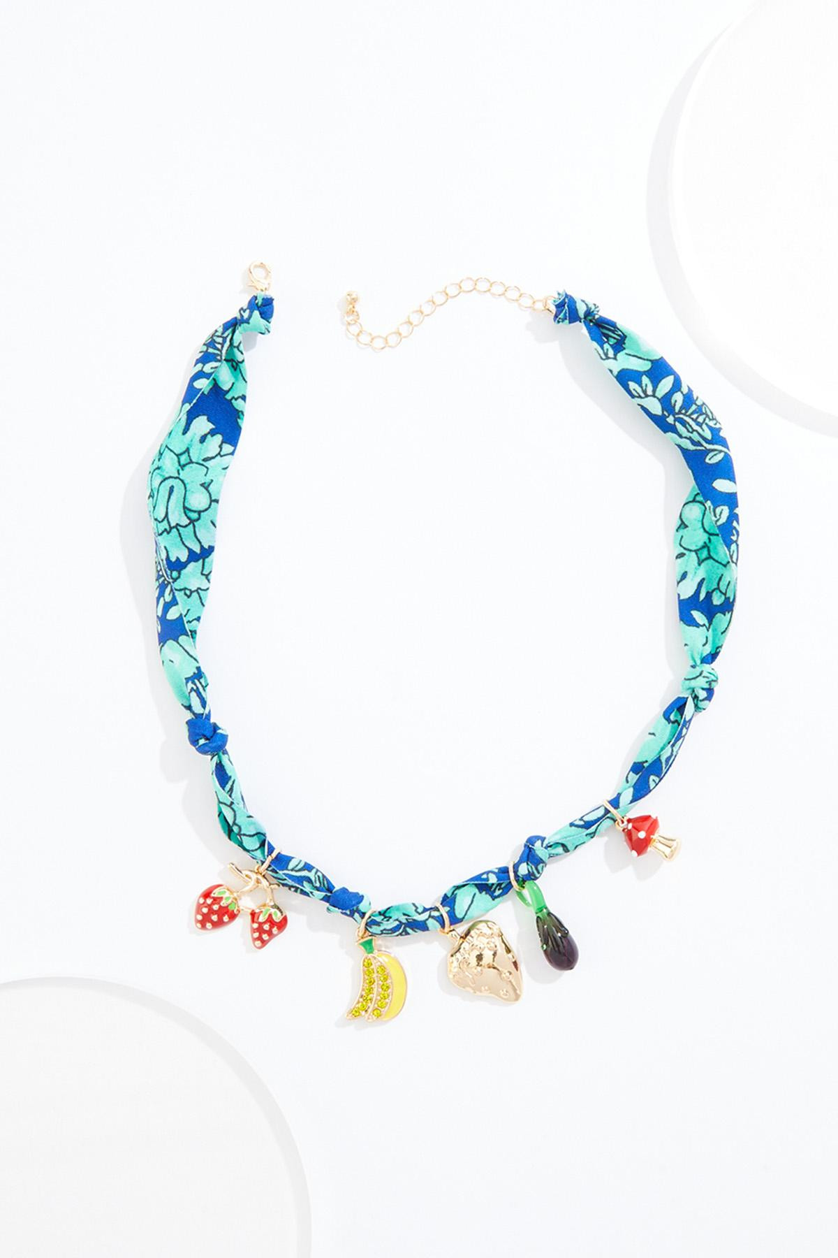 Printed Fabric Chain Fruit Charm Necklace | Cato Fashions