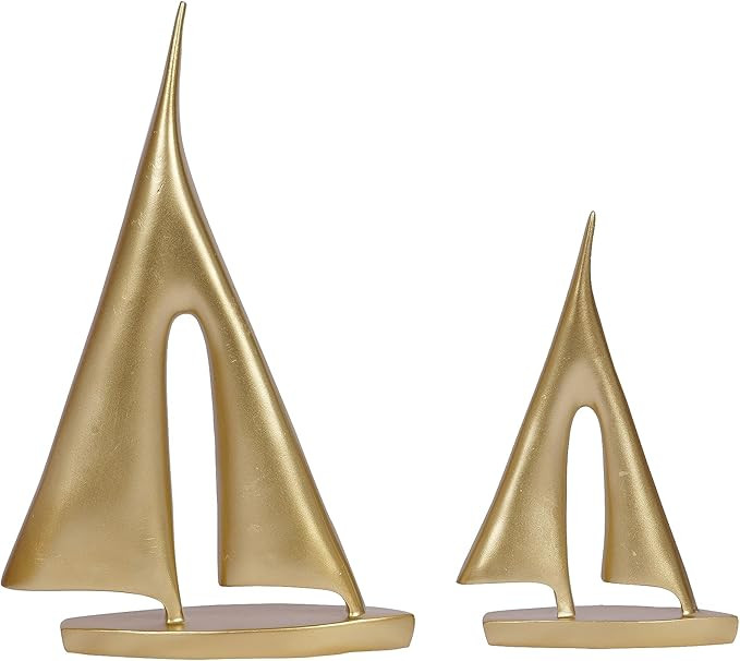 2 Pack Gold Sailboat Decor Boat Sculpture for Home Decor Modern Boat Statue Decorative Nautical D... | Amazon (US)