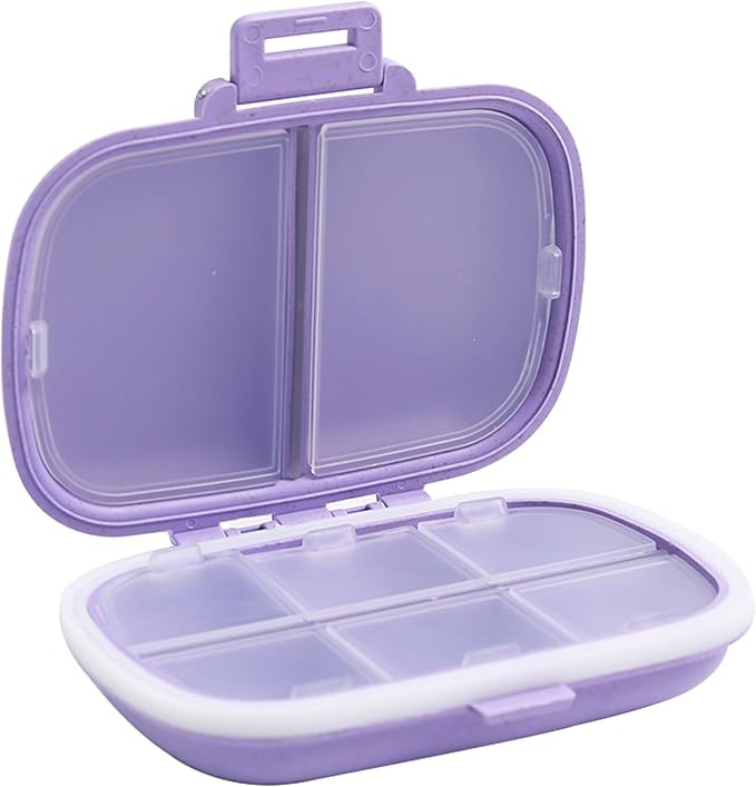 8 Compartments Travel Pill Organizer, Daily Pill Case Small Pill Box for Pocket Purse, Portable P... | Amazon (US)