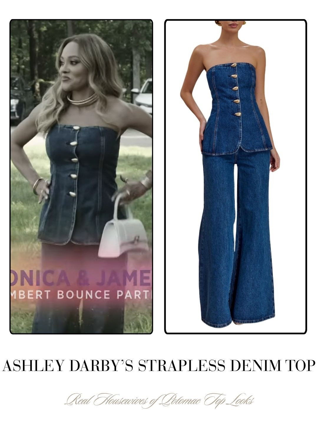 Ashley Darby’s Blue Strapless Denim Top 

#LTKFindsUnder100
