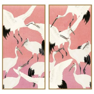 Dancing Heron Panel Pair | Urban Garden Prints