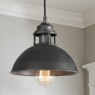 LNC 1-Light Industrial Farmhouse Barn Pendant Light Modern Dark Gray Island Bar Pendant Ceiling L... | The Home Depot