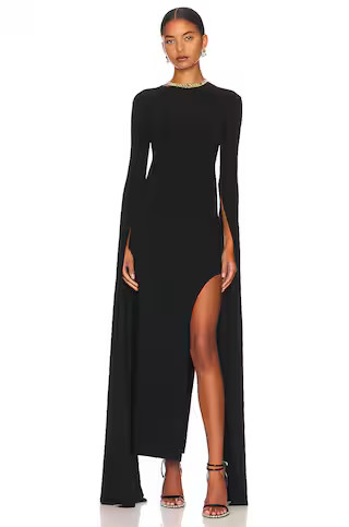 Norma Kamali Ribbon Sleeve Gown in Black from Revolve.com | Revolve Clothing (Global)
