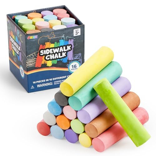 JOYIN 16 PCS Sidewalk Chalks Set Non-Toxic Washable Jumbo Chalk Bulk for Toddlers 1-3, Painting on Chalkboard, Driveway and Playground, Outdoor Activities, Gift for Kids, School Supplies | Amazon (US)