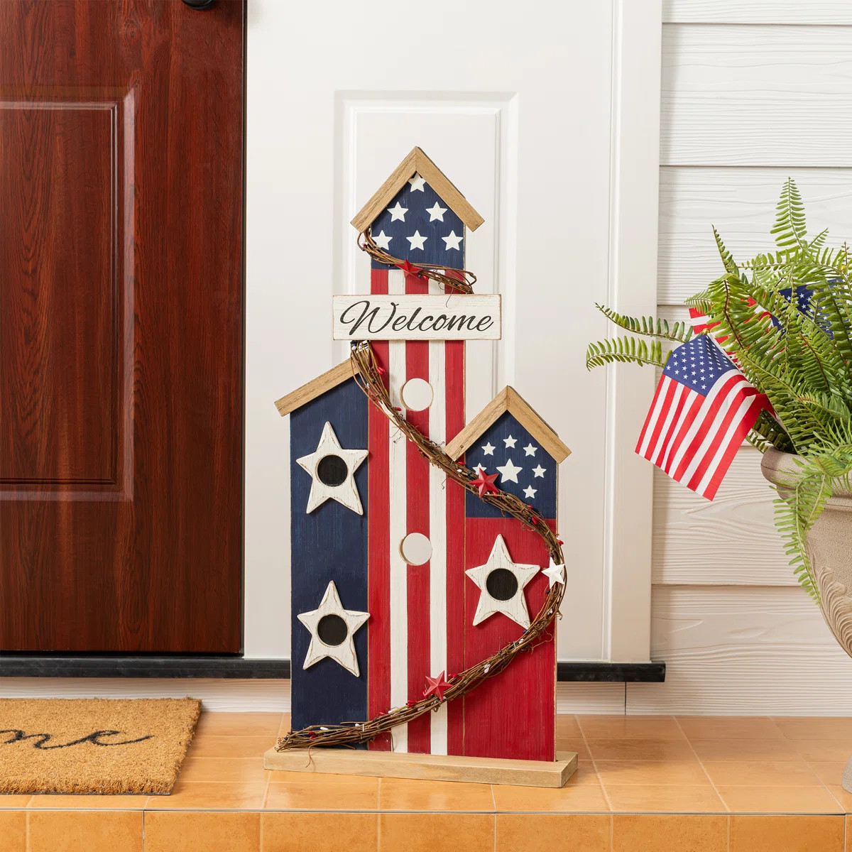 Patriotic Wooden Birdhouse - Americana Porch Or Garden Decor | Wayfair North America