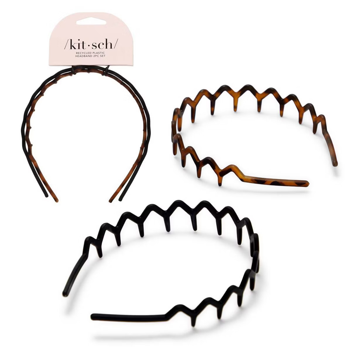Kitsch Rabs Zig Zag Recycled Headband - Black/Tortoise - 2pk | Target