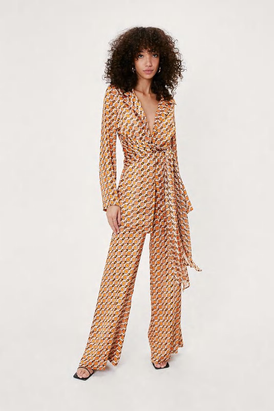 Chiffon Retro Print Tie Front Shirt | Nasty Gal (US)