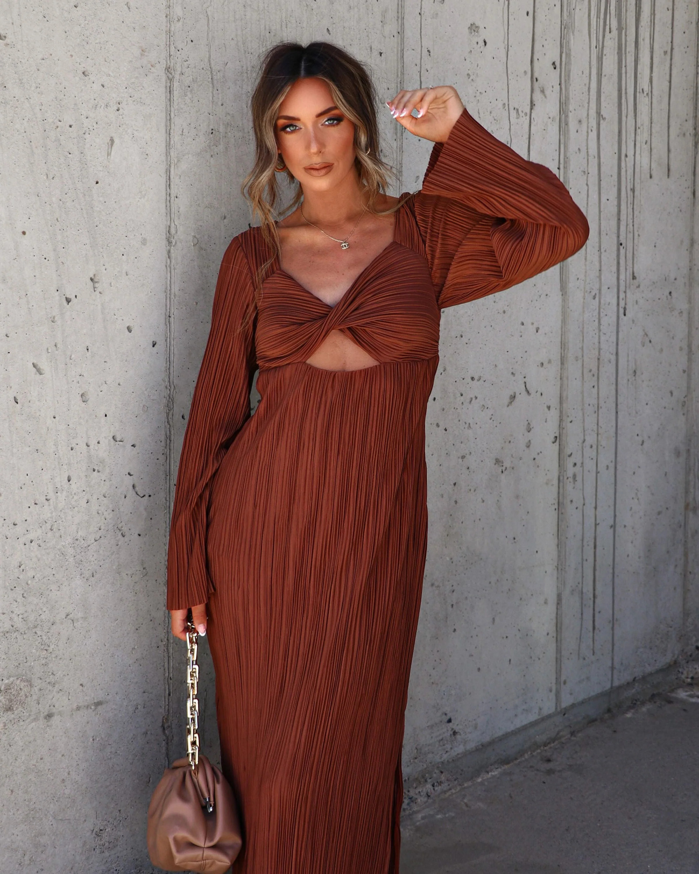 Grand Entrance Plisse Cutout Maxi Dress | VICI