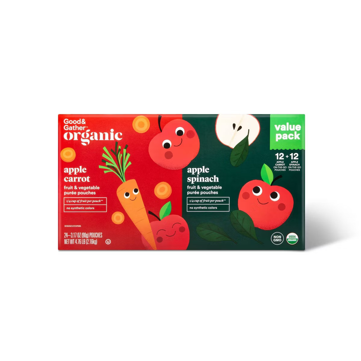Organic Applesauce Pouches - Apple Carrot & Apple Spinach - 24ct - Good & Gather™ | Target