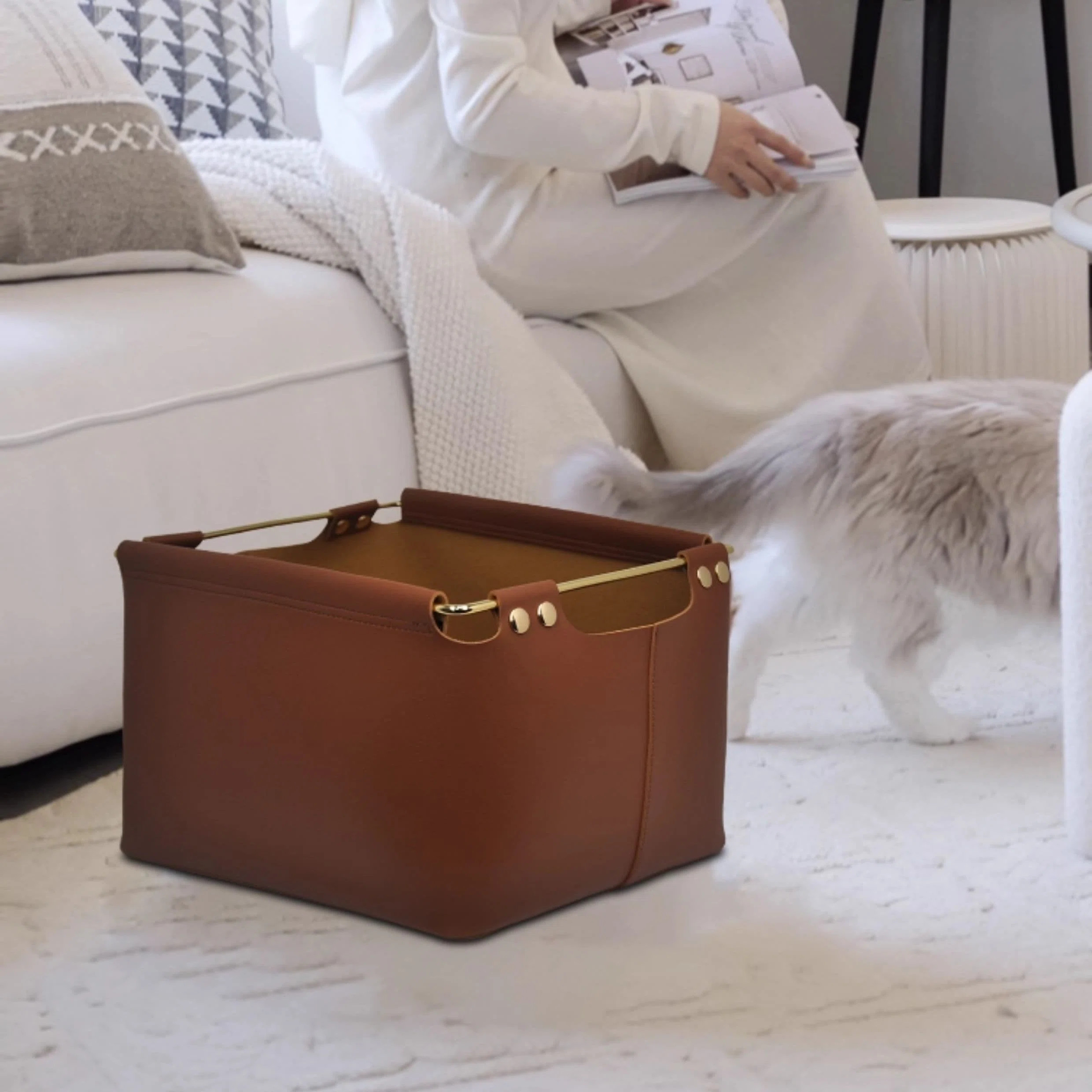 Waterproof & Stain-Resistant Leather Storage Basket - Dual Use Laundry Hamper For Bedroom & Close... | Wayfair North America