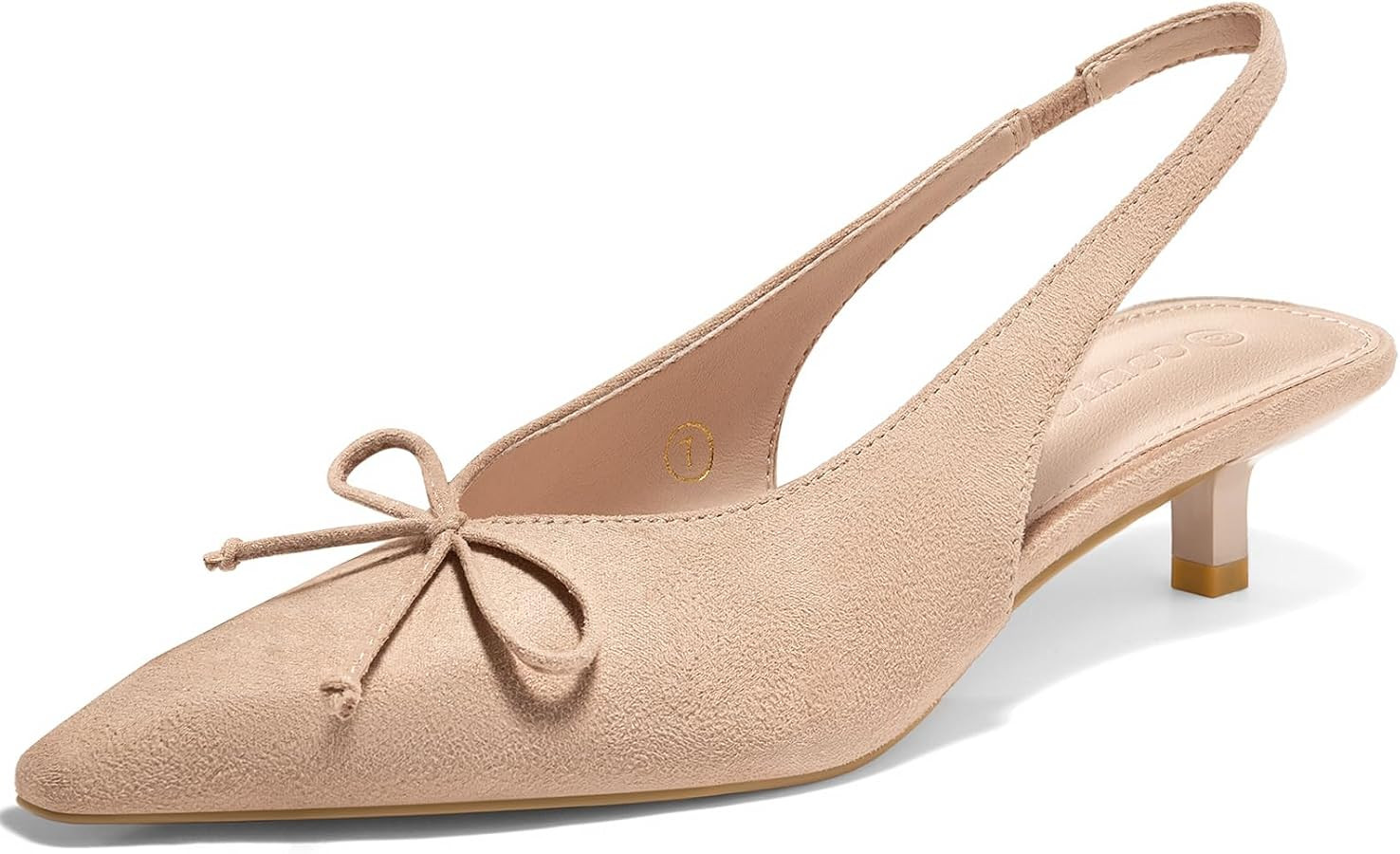 Coutgo Womens Slingback Kitten Low Heels Dress Shoes Closed Pointed Toe Bow Tie Slip on Office Wo... | Amazon (US)