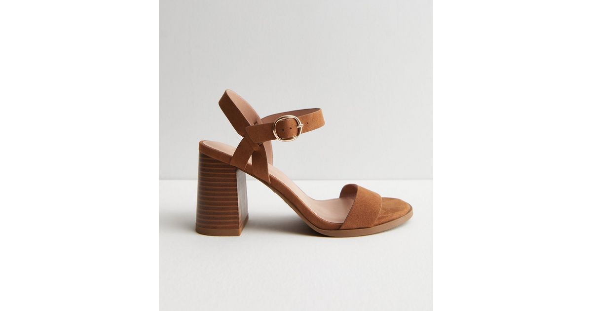 Wide Fit Tan Suedette 2 Part Block Heel Sandals
						
						Add to Saved Items
						Remove from... | New Look (UK)