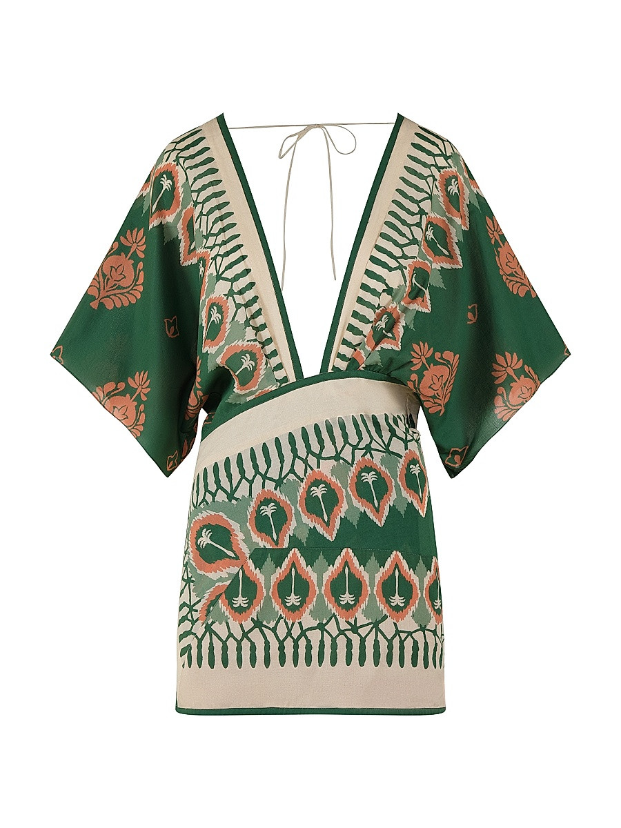 Women's Inundada De Color Cotton Minidress - Green Ecru - Size 4 | Saks Fifth Avenue