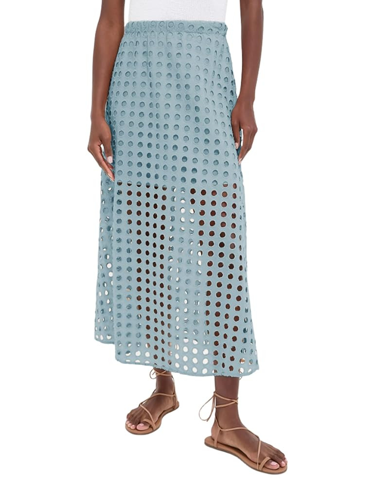 Ailoqing 2025 Summer Casual Long Skirt for Women Cotton Eyelet Beach Maxi Skirt with Underneath | Amazon (US)