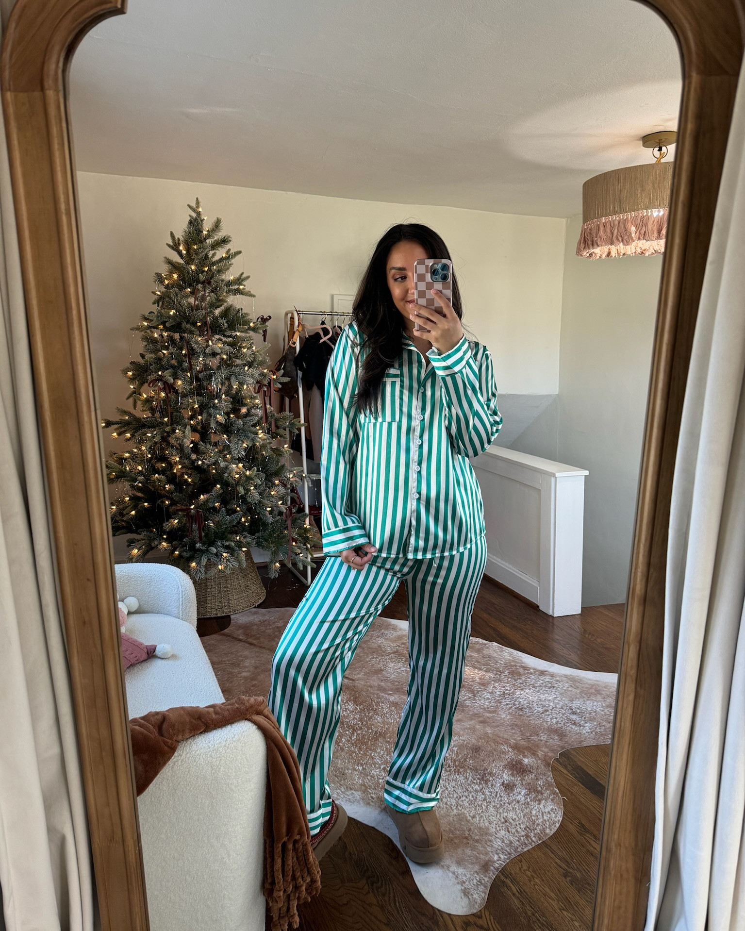 striped satin pjs for christmas! (Mine are the first ones) 

wearing size small

would make a great gift too!🎁

#LTKHoliday #LTKGiftGuide #LTKFindsUnder50