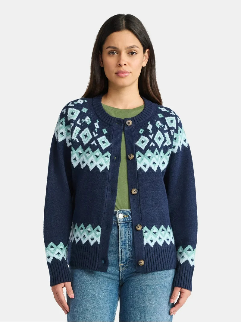 Time and Tru Women's FairIsle Cardigan, Size XS-XXXL | Walmart (US)