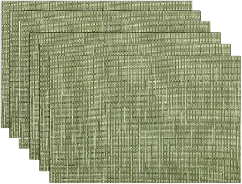 SHACOS Vinyl Placemats Set of 6 Durable Wipe Clean Place Mats Stain Resistant Heat Resistant Indo... | Amazon (US)