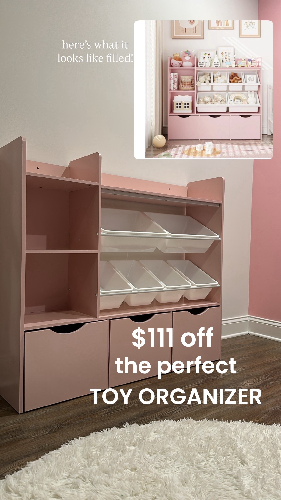 the perfect TOY ORGANIZER🧸

& it’s $111 OFF‼️right now

it has:
• 3 big roller drawers
• 6 open bins for smaller items
(2 large & 4 small)
• and 4 shelves

with the Christmas coming we needed a new way to store & organize her toys but we wanted something more than just a one bin toy box.. we looked at sooo many before l found this one & I am OBSESSED!!😍😍😍

Plus it's her favorite color💞



#LTKKids #LTKmomlife #LTKHoliday