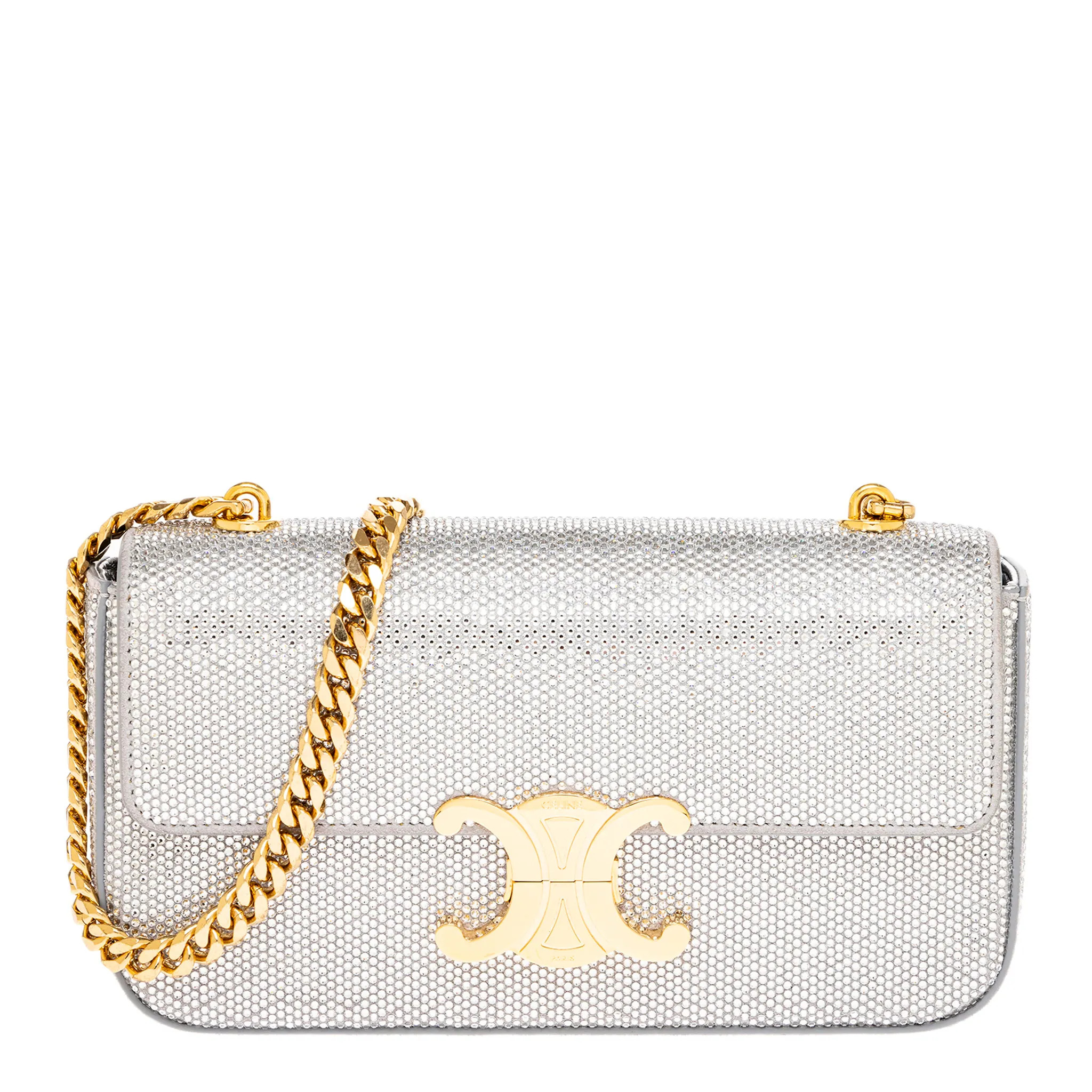 Celine Crystal Embellished Claude Shoulder Bag | Overstock