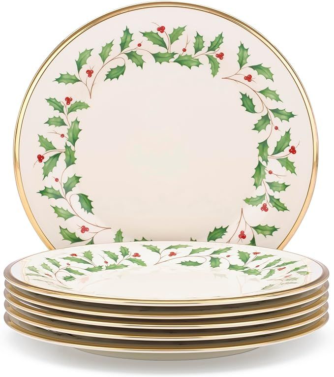 Lenox 835217 Holiday Dinner Plate Set, Buy 3 Get 6, Red & Green, 10.5" | Amazon (US)