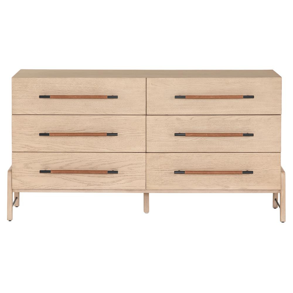 Matthew 6 Drawer Modern Classic Brown Wood Dresser | Kathy Kuo Home