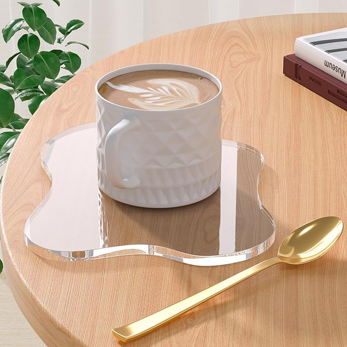 Leadiy Acrylic Coaster Decorative Plates, Irregular Bar Drink Coaster, Clear Cloud Shape Coffee C... | Amazon (US)