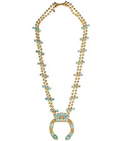 Christina Greene Southwestern Squash Blossom 18K Turquoise Statement Pendant Necklace - Turquoise | Dillard's