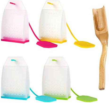 Silicone Tea Infuser, 4 Pack Loose Leaf Tea Filter Bags Strainer with Spoon | Amazon (US)