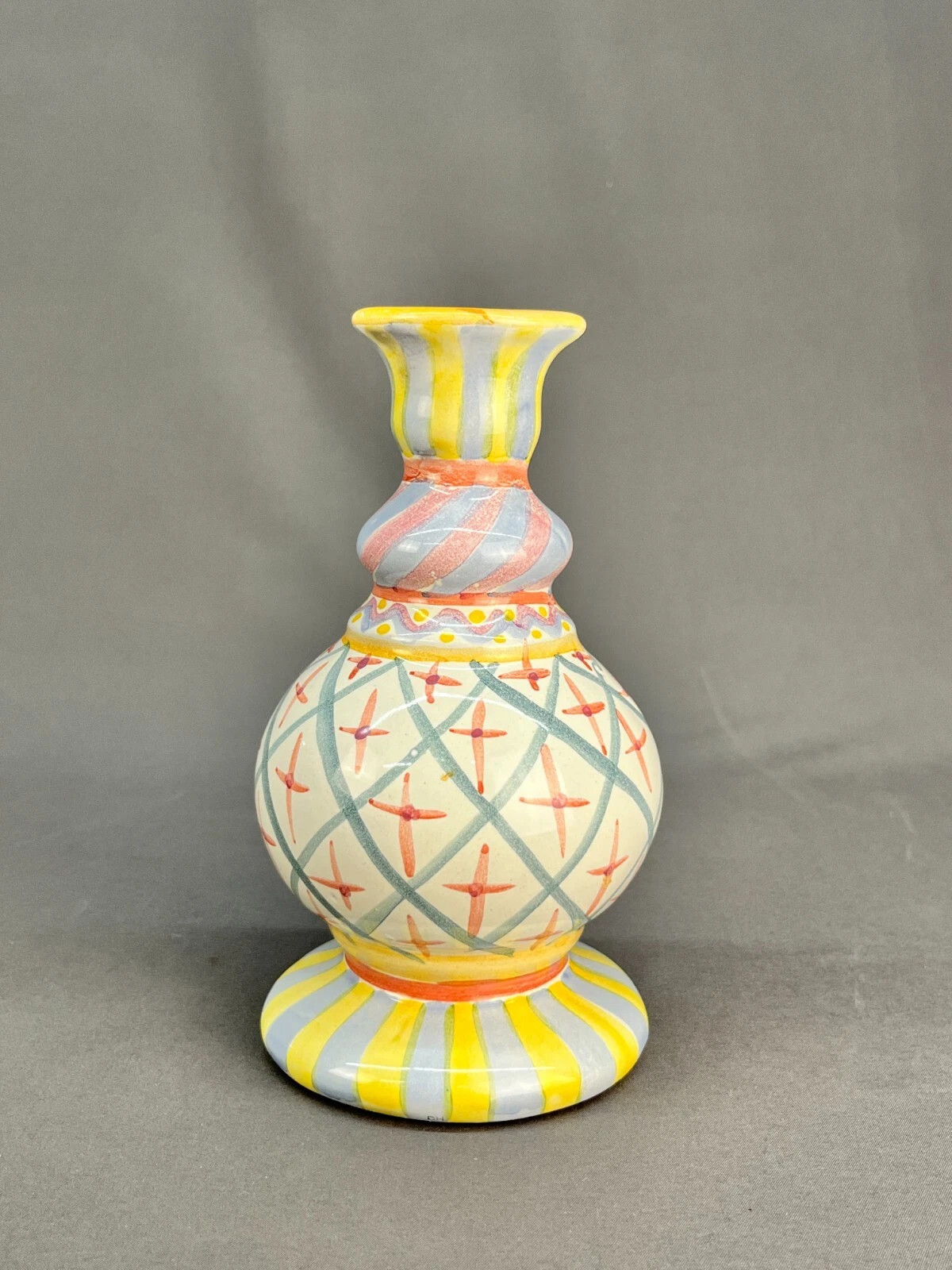 Vintage MacKenzie-Childs Hand Painted Monet 7 1/2” Art Pottery Vase; Mint | eBay US