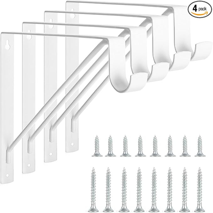 4 Pack Heavy Duty Closet Shelf & Rod Brackets, Wall Mounted Closet Shelf Brackets, 11 x 10.2 Inch... | Amazon (US)