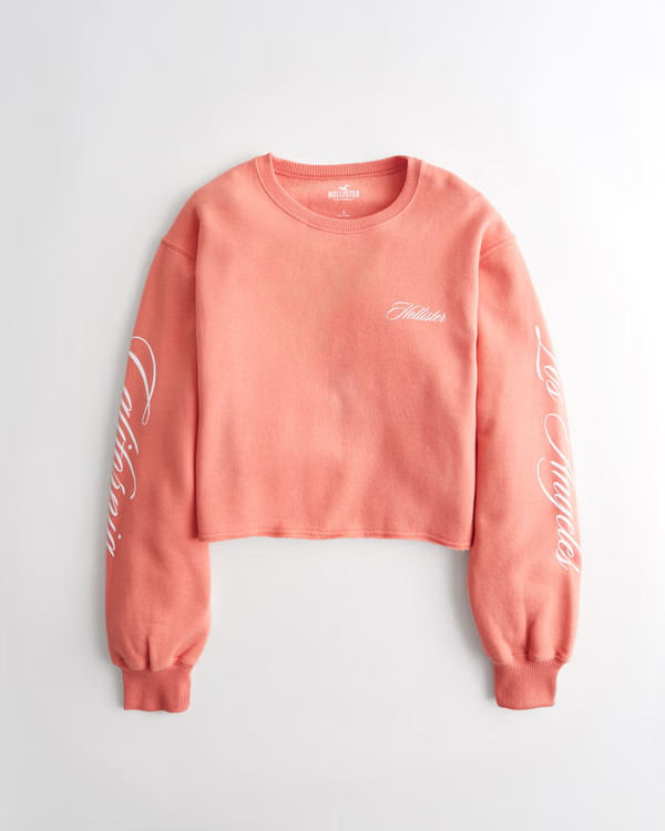 Girls Oversized Crop Crewneck Sweatshirt | Girls Tops | HollisterCo.com | Hollister (US)