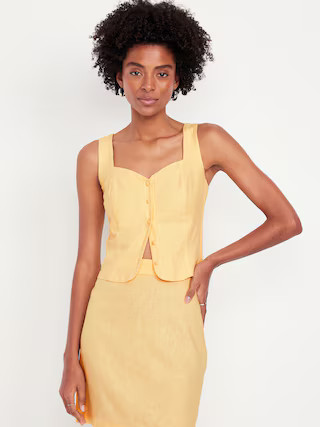 Button-Front Linen-Blend Vest | Old Navy (US)