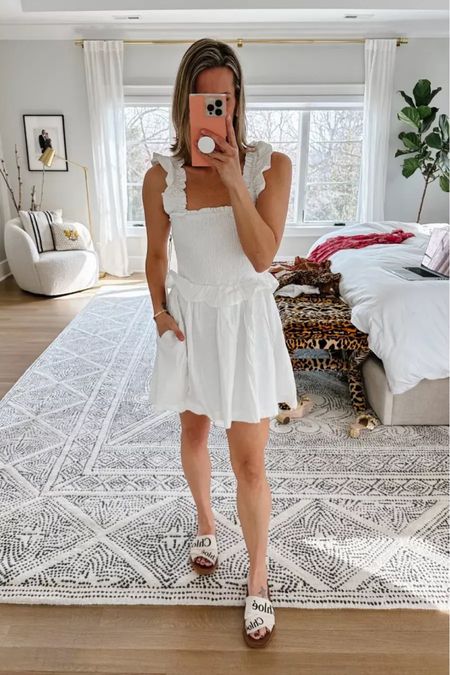 How cute is this flirty dress? I also have it in this tan/copper color. I’m wearing small. (Don’t mind the wrinkles. Who has the time to steam before taking a photo?? Not this chick.)

#LTKstyletip #LTKshoecrush #LTKSeasonal