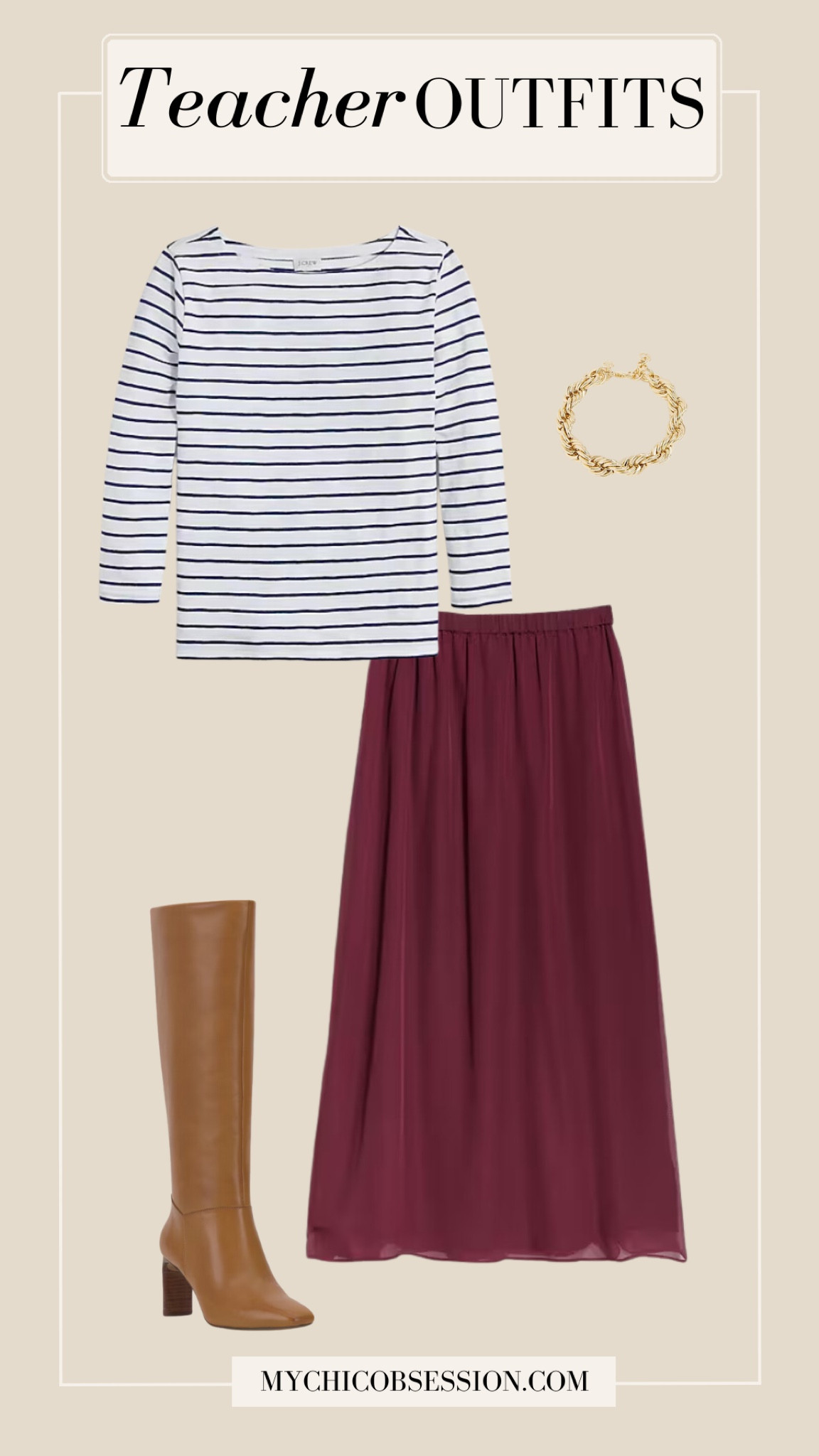 Looking for teacher outfits as you head back to school? This teacher outfit idea is fashionable and easy to wear!

knee high boots, boat neck shirt, midi skirt 

#LTKWorkwear #LTKBacktoSchool