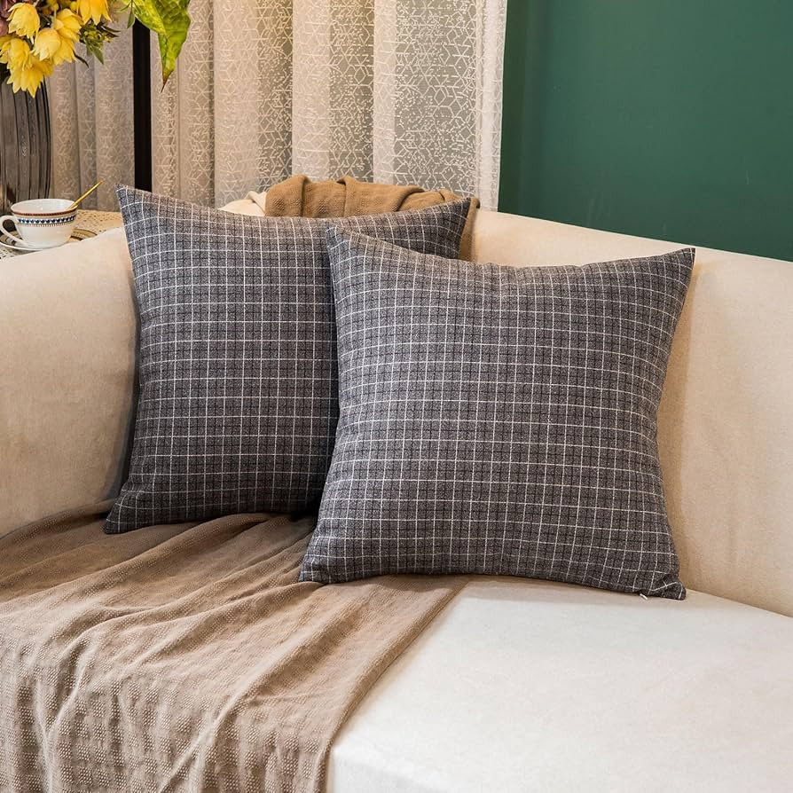 Tweed Throw Pillow Covers Woolen-Style Fabric Square Pillow Cases for Farmhouse Cushion Case and ... | Amazon (US)