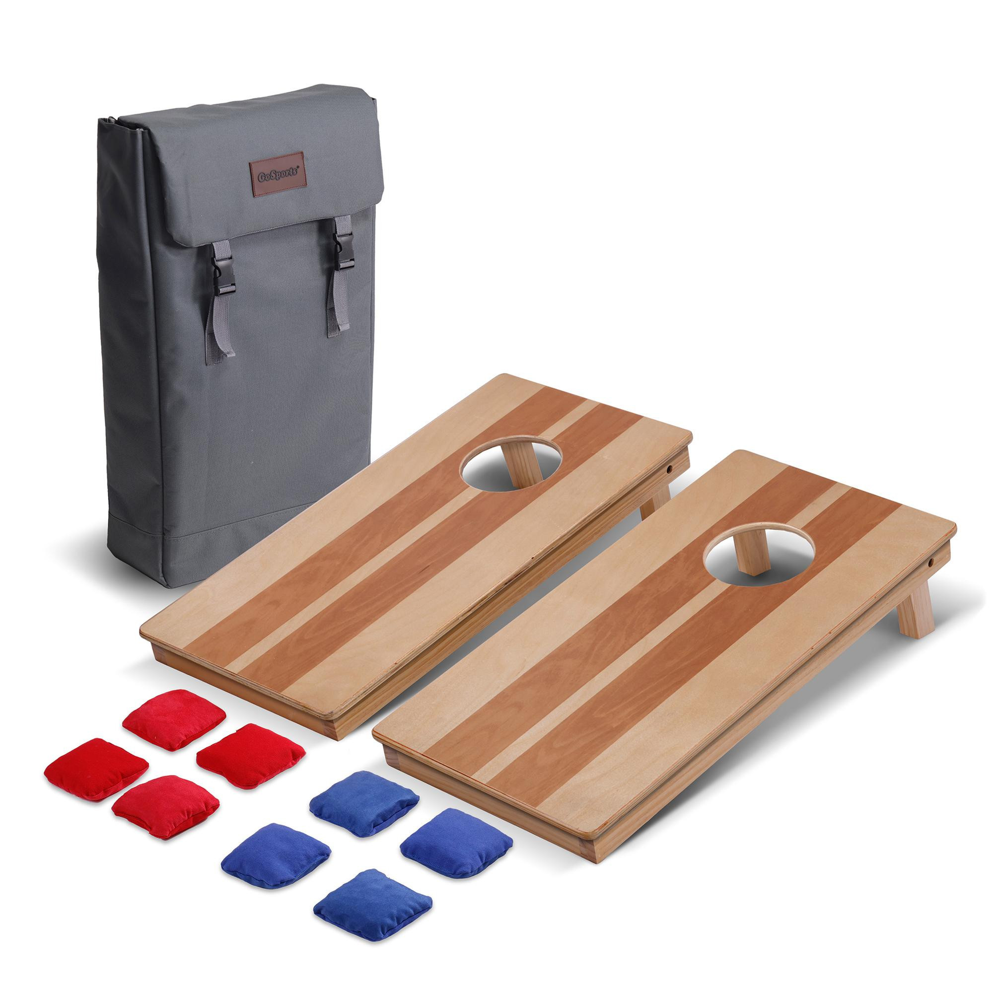GoSports Outdoor Wood Mini corn hole with Case Leather | 815898027523 | Lowe's